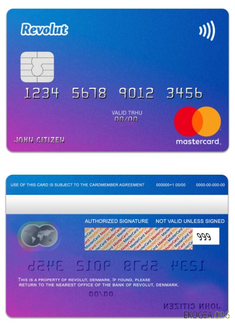 Carte Mastercard standard de la banque Revolut au Danemark